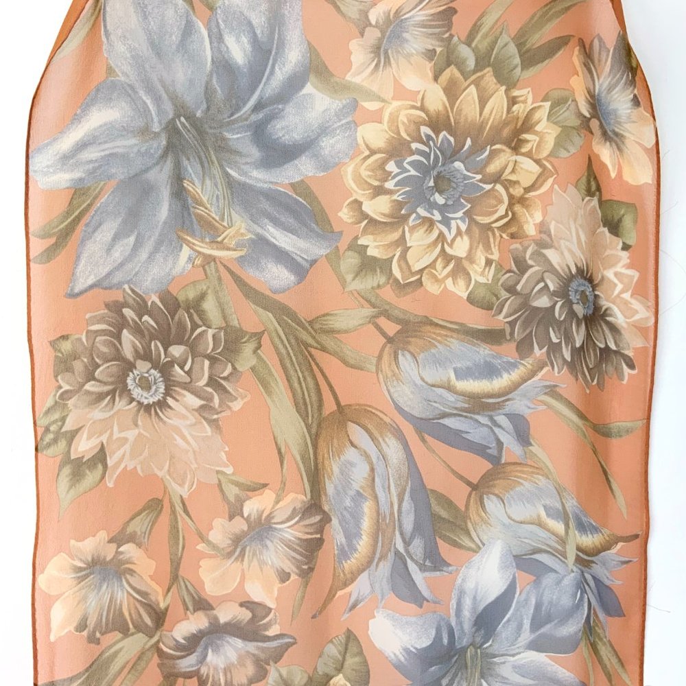 ECHO Silk Chiffon Floral Oblong Scarf Fall Colors - Picture 13 of 16